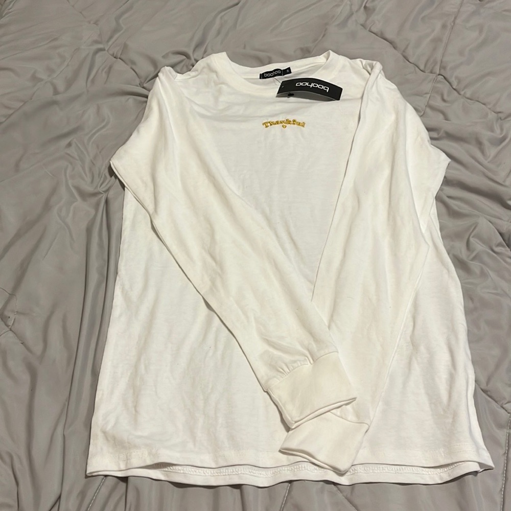 WOMENS Thankful Embroidered Long Sleeve T-Shirt WHITE S